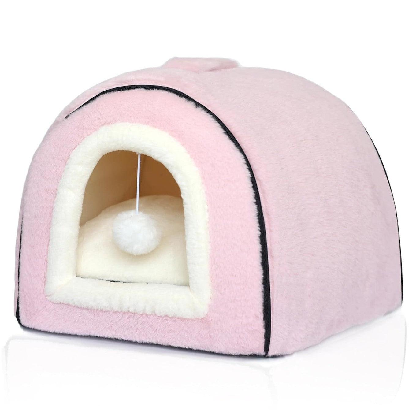 2-in-1 Foldable Cave Pet Bed for Cats & Dogs – Pink